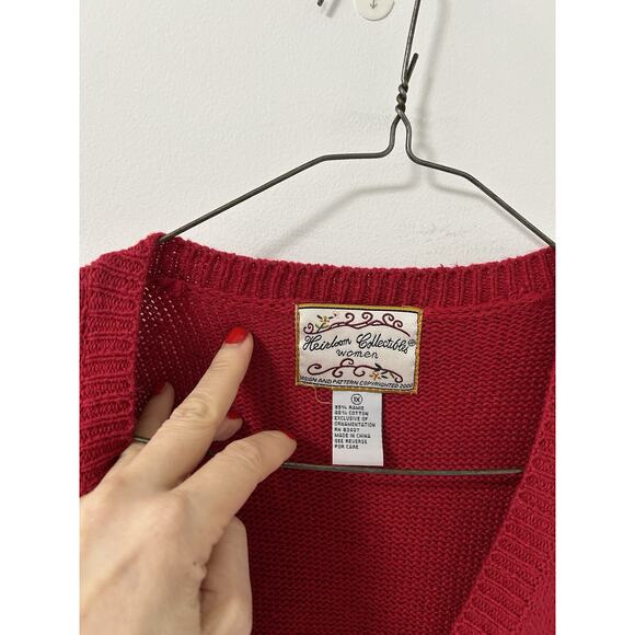 Heirloom Collectibles Valentine's Heart Embroidered Knit Sweater Vest Red 1X - Picture 3 of 8